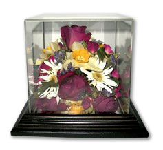 Mother's Day flowers preserved in a glass box